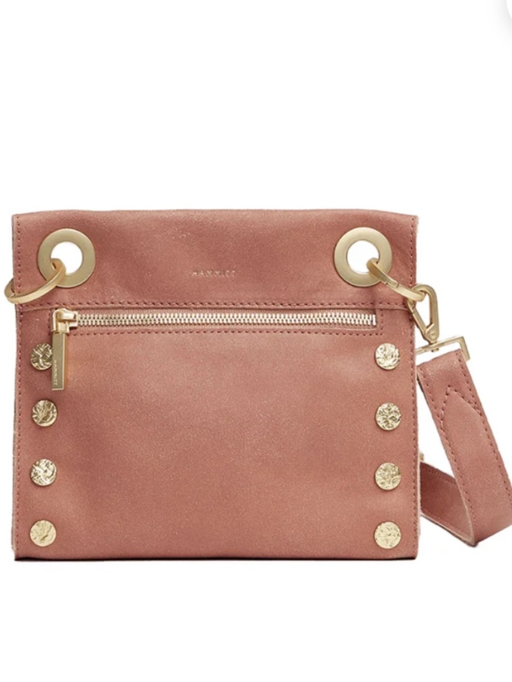 HAMMITT TONY SMALL LEATHER CROSSBODY - Sorbet Pink / Brushed Gold